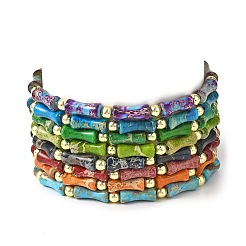 Pulseras elásticas de cuentas de jaspe imperial teñidas naturalmente para hombres y mujeres.&nbsp;BJEW-L171-03A