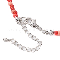 Halsketten mit Herzanhänger und Flügel aus Glassperlen für Damen&nbsp;NJEW-JN05008