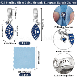 1 Stück 925 Sterling Silber Böse Augen Europäische Anhänger&nbsp;FIND-BBC0002-91