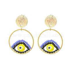 Pendientes colgantes de cuentas de vidrio hechos a mano con forma de ojo malvado&nbsp;EJEW-MZ00371-03