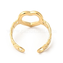 Bague ouverte en acier inoxydable 304 avec placage ionique (IP) en forme de cœur pour femme&nbsp;RJEW-I085-11G