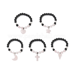 Armbänder mit Anhängern aus natürlichem Madagaskar-Rosenquarz&nbsp;BJEW-JB13707