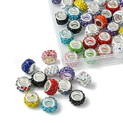 60 Stück 12 Farben Polymer Clay Strass europäischen Perlen&nbsp;CPDL-FS0001-02