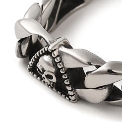 304 Edelstahl Totenkopf Cuban Link Kette Armbänder für Frauen Männer&nbsp;BJEW-Q341-03AS