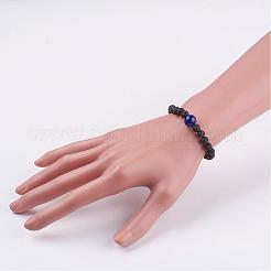 Bracelets extensibles perlés en pierre de lave naturelle&nbsp;BJEW-JB02906