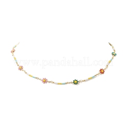 Handgefertigte Blumen-Gliederkette aus Messing für Damen&nbsp;NJEW-JN04266