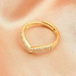 Verstellbare Fingerringe aus Messing mit Mikropflaster und Zirkonia für Damen&nbsp;RJEW-Z113-40G
