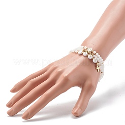 Set di braccialetti di stirata dei branelli di vetro&nbsp;BJEW-JB06575-02