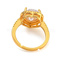 Verstellbare Ringe mit Gestellbeschichtung aus Messing mit Mikropavé-Zirkonia&nbsp;RJEW-H226-01G
