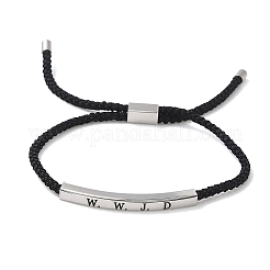 Armbänder mit Schiebeverschluss aus Polyesterkordel (Word WWJD)&nbsp;BJEW-P384-01P