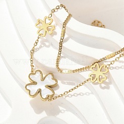 Braccialetti multifilo con ciondolo in perla di conchiglia in acciaio inossidabile 304&nbsp;BJEW-U028-01G