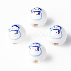 Cuentas redondas de madera natural pintada&nbsp;WOOD-N006-178
