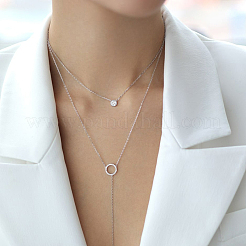 Ensemble de bijoux géométriques en argent sterling avec cercle en zircon pour un usage quotidien&nbsp;RC3582-2