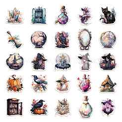 50 Stück Halloween-Hexe-Thema PVC selbstklebende Cartoon-Aufkleber&nbsp;STIC-PW0015-01
