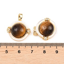 Anhänger aus natürlichem Tigerauge und Süßwassermuscheln&nbsp;KK-H538-24B-G