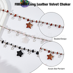 3 collana con ciondolo a forma di stella in plastica e lega di 3 colori con catene di perline CCB&nbsp;NJEW-FI0001-34