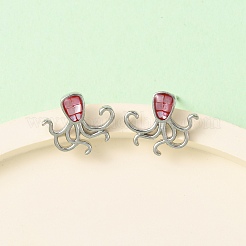 Ohrstecker mit Oktopus-Motiv aus Messing und Emaille&nbsp;EJEW-I322-01P