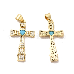 Porte micro ouvrent pendentifs zircone cubique en laiton de placage&nbsp;KK-K165-07G-05