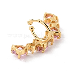Orecchino polsino in zirconia cubica cuore rosa per il piercing&nbsp;EJEW-C002-13G-RS