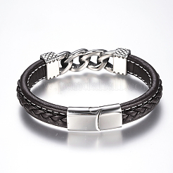 Geflochtene Lederarmbänder für Herren&nbsp;BJEW-H559-17C