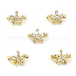 Gestellplattierte Messing-Pflaster-Charms mit klaren Zirkonia-Blüten&nbsp;KK-G464-01G