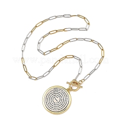 Collares con colgante de moneda bíblica y cadena de clip de papel de acero inoxidable 304 de dos tonos&nbsp;NJEW-JN06571