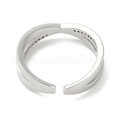 Anillo abierto de latón con circonitas cúbicas micropavimentadas&nbsp;RJEW-A040-06P