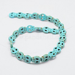 Brins de perles synthétiques turquoise tête de mort&nbsp;TURQ-I023-28x25mm-05
