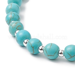 Collana rosario in pietra lavica naturale e turchese sintetico&nbsp;NJEW-JN04237-01