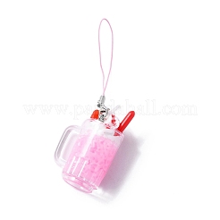 Decorazioni del pendente della tazza di birra del gelato alla fragola di plastica del pvc&nbsp;HJEW-WH0039-23