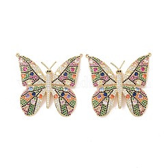 Ciondoli per connettore a farfalla in ottone con micro pavé di zirconi colorati&nbsp;KK-G435-03G