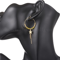 Boucles d'oreilles créoles en verre en forme d'étoile&nbsp;EJEW-MZ00673-01
