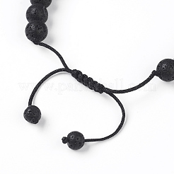 Geflochtene Perlenarmbänder aus natürlichem Lavastein&nbsp;BJEW-G607-02