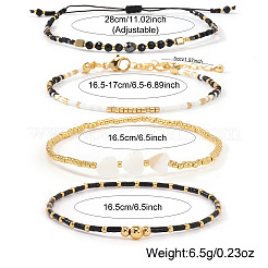 4 Stück 4 verschiedene Stile Stretch-Armband-Set aus Glasperlen&nbsp;FG0392-2
