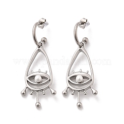 Boucles d'oreilles pendantes en acier inoxydable 304 avec perles et coquillages pour femmes&nbsp;EJEW-U051-06P
