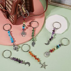 25 Stück 5 Stil natürlicher und synthetischer Edelstein-Schlüsselanhänger&nbsp;KEYC-SZ0001-12