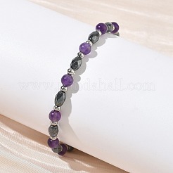 Braccialetti con perline di ametista naturale ed ematite sintetica non magnetica per le donne&nbsp;BJEW-Z148-01P-06