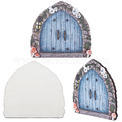 Sculpture de porte de fée en bois&nbsp;DIY-WH0430-364