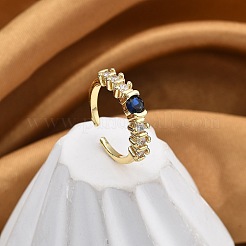 Gestellplattierung Messing Mikropflaster Zirkonia Manschettenfingerringe für Frauen&nbsp;RJEW-M028-51G