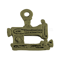 Tibetan Style Alloy Sewing Machine Charms Pendants, Cadmium Free & Nickel Free & Lead Free, Antique Bronze, 15x15x3mm, Hole: 2mm