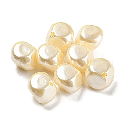 ABS Plastic Imitation Pearl Bead, Cube, Beige, 15~16x15~16x13mm, Hole: 1.8mm, about 380pcs/500g