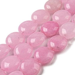 Hilos de abalorios de jade blanco natural, teñido, plano y redondo, rosa perla, 8x4mm, agujero: 0.5 mm, aproximamente 48 pcs / cadena, 15.35'' (39 cm)