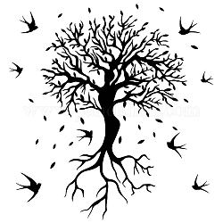 PVC Wall Stickers, for Home Living Room Bedroom Decoration, Black, Tree Pattern, 900x350mm
