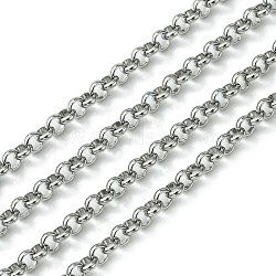 304 Stainless Steel Rolo Chains, Belcher Chain, Unwelded, Stainless Steel Color, 5x1.5mm