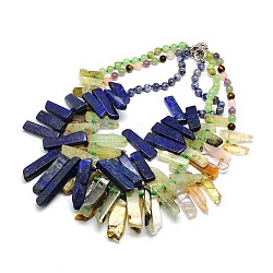 Collane di dichiarazione bib necklace con gemme naturali, con chiusure di anello di primavera, 20~21 pollice