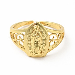 Латунная открытая манжета Девы Марии, массивное полое кольцо для женщин, без свинца и без кадмия, золотые, размер США 8 1/4 (18.3 мм)