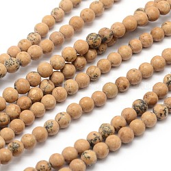 Naturelle jaspe d'image chapelets de perles rondes, 4mm, Trou: 0.5mm, Environ 127 pcs/chapelet, 15.7 pouce