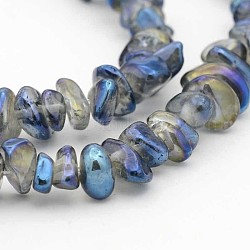 Natürliche galvaniQuarzKristall Perlen Stränge, Pommes frites, in Blau Plattiert, 5~11x4~7x2~5 mm, Bohrung: 1 mm, 15 Zoll