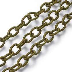 Handmade Silk Cable Chains Loop, Olive, 9.8~12x6.8~8.5x2mm, 25~27 inch
