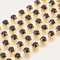 Cadenas de strass Diamante de imitación de bronce, cadena de la taza del rhinestone, 1440 Rhinestone de las PC / paquetes, Grado A, jet, 3.5mm, aproximadamente 29.52 pie (9 m) / paquete